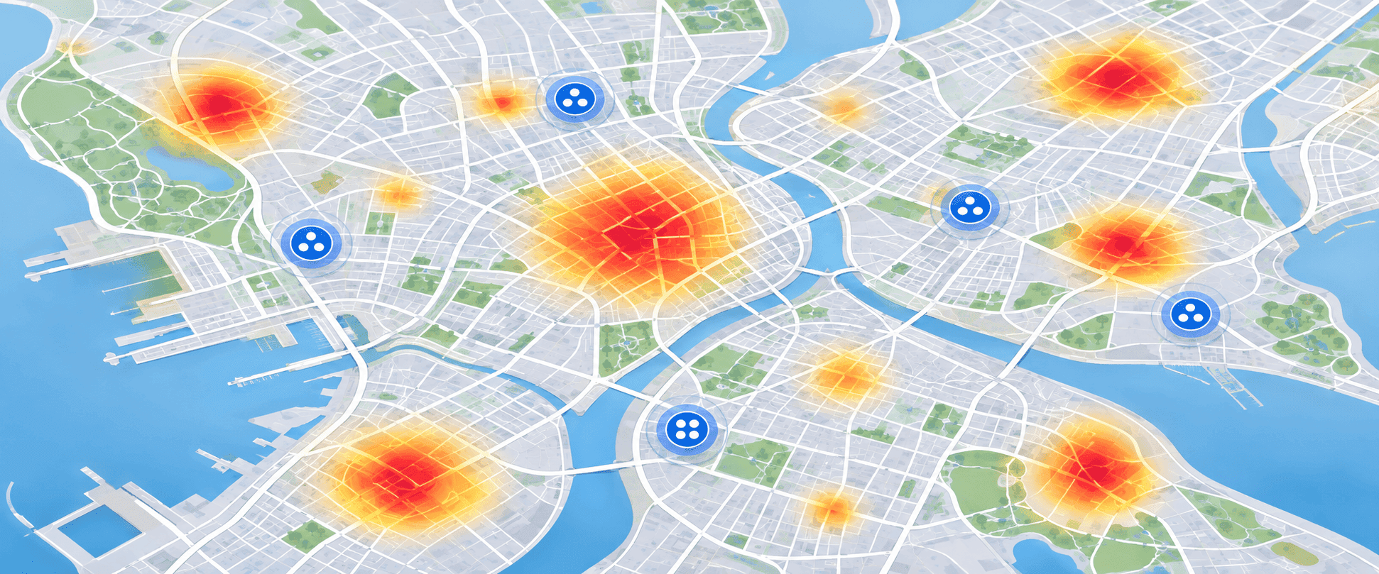 Mapa de calor mostrando concentración de información en diferentes sectores